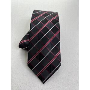 Alexander Julian Colours Black, Red, Gray Plaid Pattern Handmade Tie NWOT